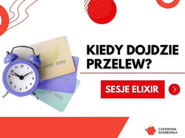Budzik i karty płatnicze symbolizują oczekiwanie na pieniądze. Kiedy dojdzie przelew? Sprawdź sesje Elixir.