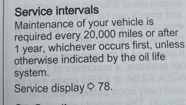 Serviceintervall för din Ford Focus: underhåll krävs var 3200 mil eller efter 1 år. Service display visar 78.