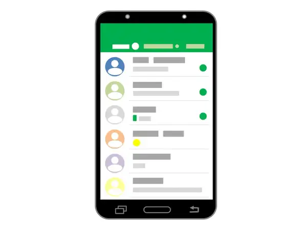 Ekran telefonu z listą kontaktów i wiadomości, pokazujący jak działa Viber.
