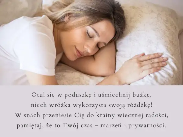 Kobieta śpi, otulona poduszką. Wiersze wzruszające do łez, które przenoszą w krainę marzeń i prywatności.