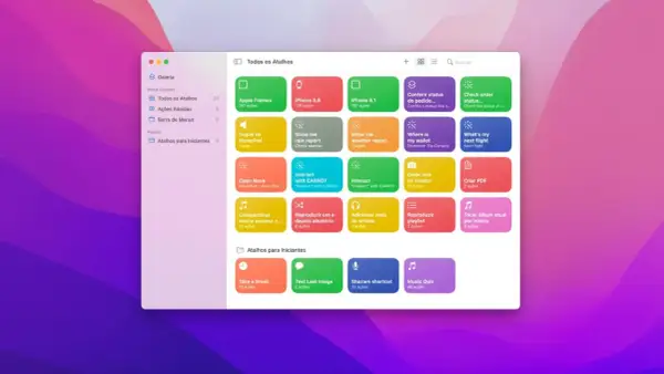 Ekran aplikacji Skróty na MacBooku, pokazujący jak skopiować coś na Macu, z listą dostępnych skrótów i opcji.