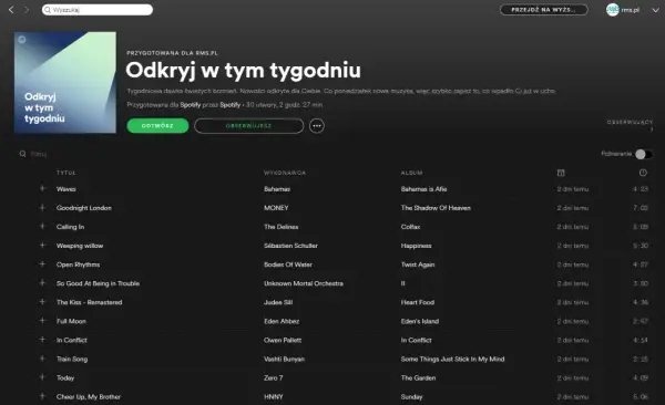Odkryj w tym tygodniu playlistę z utworami ułożonymi alfabetycznie. Znajdziesz tu nowe propozycje muzyczne, które Spotify przygotowało dla Ciebie.