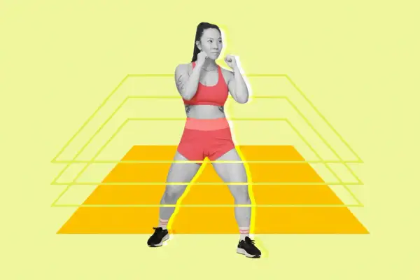 A boxer in red athletic wear stands in a fighting stance. The image asks, "how fast should a boxer run 3 miles?