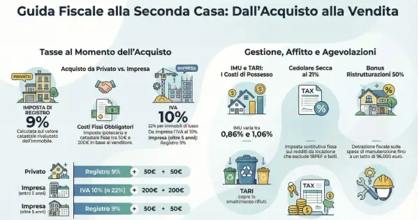 Guida fiscale per la **seconda casa**: acquisto, tasse, gestione e agevolazioni.
