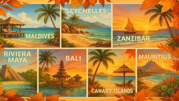 Kraje egzotyczne: Malediwy, Seszele, Zanzibar, Bali, Wyspy Kanaryjskie, Mauritius, Riviera Maya. Wakacyjne marzenia.
