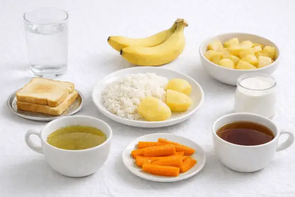 Brodo, riso, patate, carote, banane, pane tostato, yogurt e tè: ecco cosa mangiare in caso di virus intestinale per un recupero delicato.