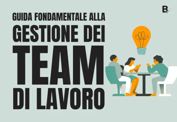 Guida alla gestione dei team di lavoro. Un team discute idee sotto una lampadina, evitando turni di lavoro non equi.