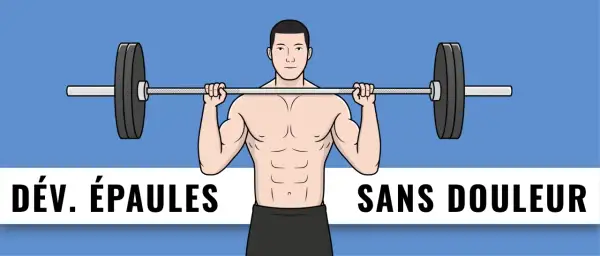 Un homme musclé soulève une barre avec des poids, développant son muscle épaule sans douleur.