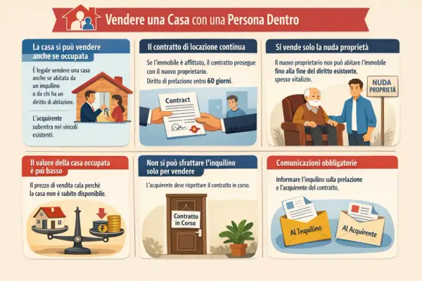 Vendita casa occupata: il diritto di prelazione dell'inquilino va rispettato entro 60 giorni. L'acquirente subentra nei vincoli esistenti.