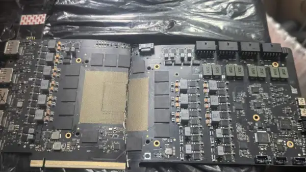 Placa de circuito impreso con chips y conectores, lista para potenciar el rendimiento con CUDA.