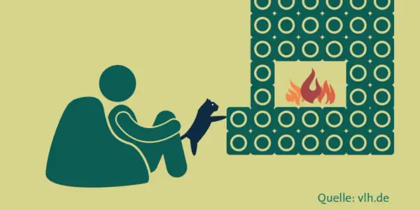 Eine Person und eine Katze sitzen vor einem Kaminofen mit Flammen. Ein Kaminofen steuerlich absetzbar kann Gemütlichkeit und Sparpotenzial bringen.