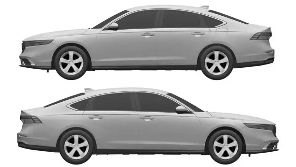 Dwie sylwetki samochodów Honda Accord, pokazujące ewolucję designu różnych generacji.