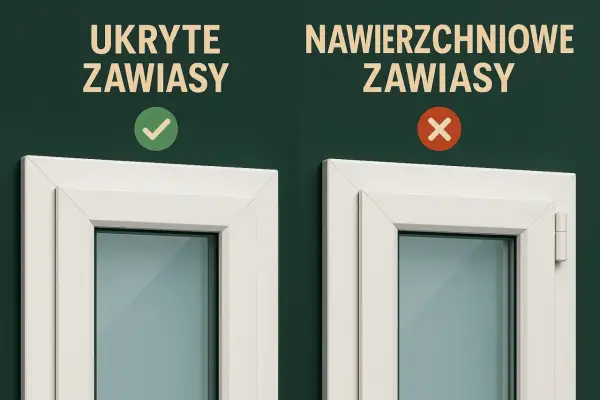 Okna z ukrytymi zawiasami są bardziej awaryjne od klasycznych? Porównanie dwóch typów okien: z ukrytymi i nawierzchniowymi zawiasami.