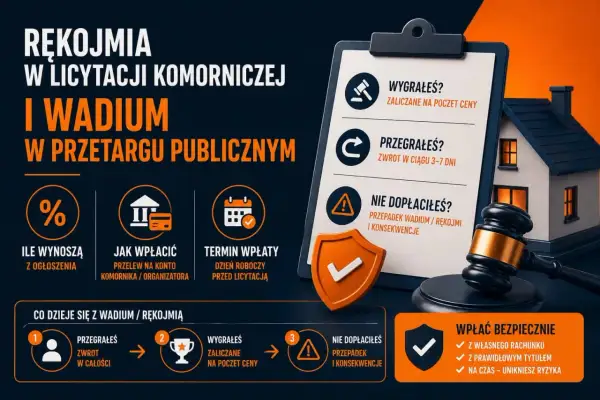 Rękojmia i wadium w przetargu publicznym: jak wpłacić, kiedy zwrot, co gdy nie dopłacisz. Wadium zabezpiecza Twoje uczestnictwo.