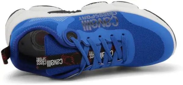 Scarpe sportive blu e bianche da uomo Cavalli Class, perfette per un look casual e dinamico.
