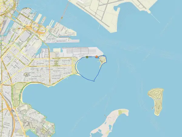 Mapa Bostonu z zaznaczoną trasą wokół Castle Island. Gdzie jest Boston? Tu!