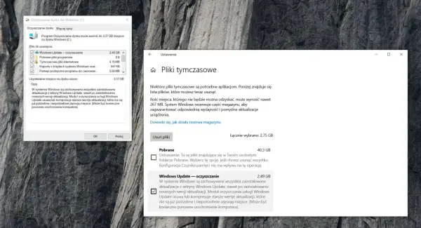 Oczyszczanie dysku Windows: usuń niepotrzebne pliki, jak zwolnić miejsce na dysku. Widoczne okno "Oczyszczanie dysku" i "Pliki tymczasowe".