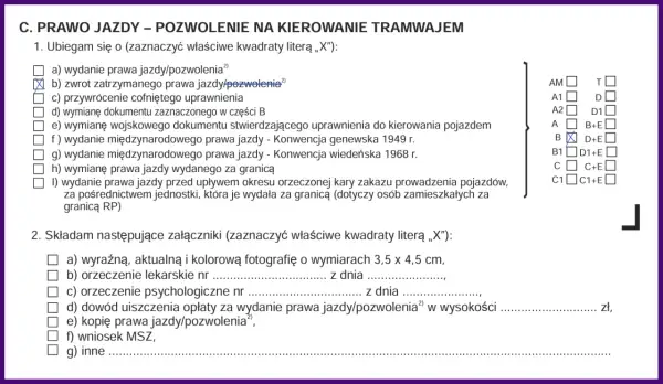 Formularz wniosku o zwrot zatrzymanego prawa jazdy po 3 latach zakazu. Co dalej?