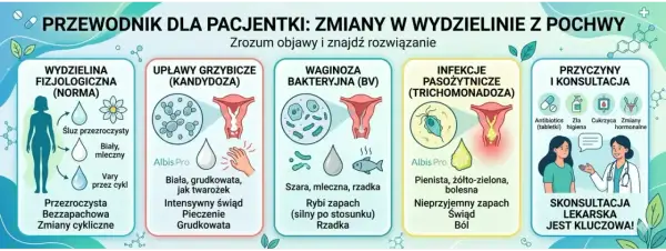Przewodnik po zmianach w wydzielinie z pochwy: normy, grzybica, waginoza, infekcje pasożytnicze i przyczyny. Konsultacja lekarska jest kluczowa!