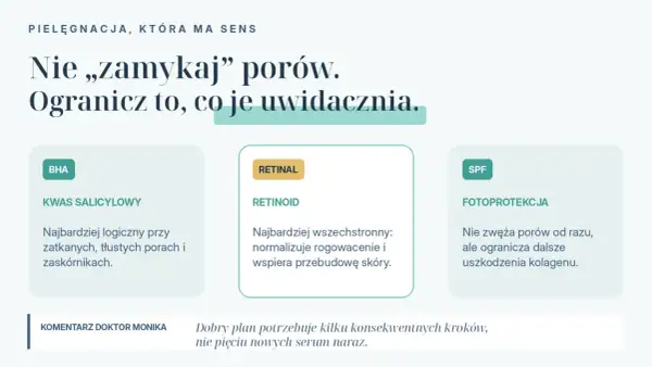 Zadbaj o skórę z kwasem salicylowym, retinoidami i SPF. Z tymi składnikami 3 dni i wszystkie otwarte pory znikną.