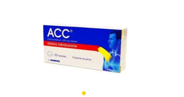 Opakowanie ACC Optima 200 mg. Pytanie: acc optima czy można pić alkohol? Lek ułatwia odkrzuszanie.