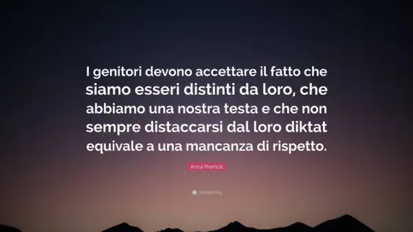 I genitori devono accettare che siamo distinti, con testa nostra. Non sempre distaccarsi dal loro diktat equivale a mancanza di rispetto.