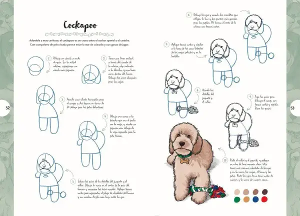 Dibujos de perros: tutorial paso a paso para dibujar un cockapoo. ¡Un compañero adorable y juguetón!