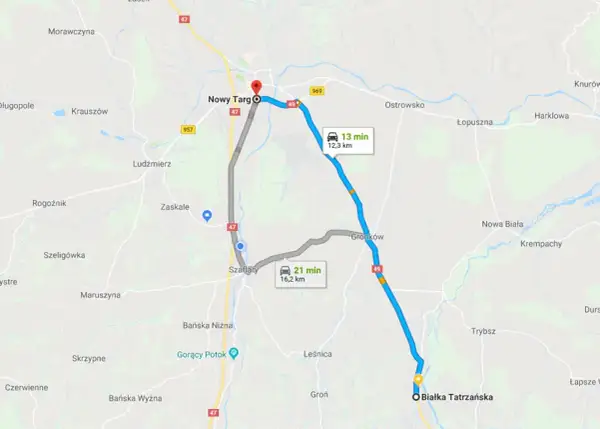 Gdzie leży Białka Tatrzańska? Odkryj jej bliskość do Zakopanego