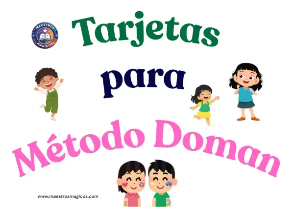 Tarjetas para Método Doman con niños alegres.
