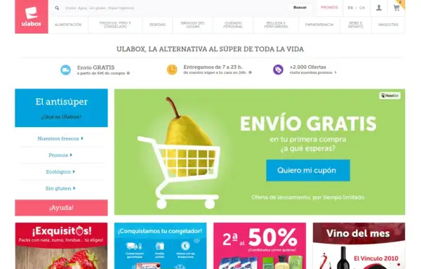 Ideas de tiendas online: Ulabox ofrece envío gratis en tu primera compra, con productos frescos, ecológicos y sin gluten.