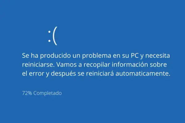 :( Pantalla azul de Windows. Error de descarga: 0x80248007. El PC se reiniciará. 72% completado.