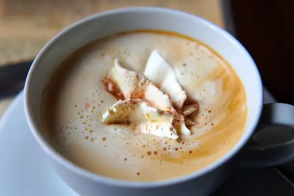 Un cappuccino cremoso con panna montata e cannella, perfetto per chi vuole imparare come fare il cappuccino con la macchina del caffè.