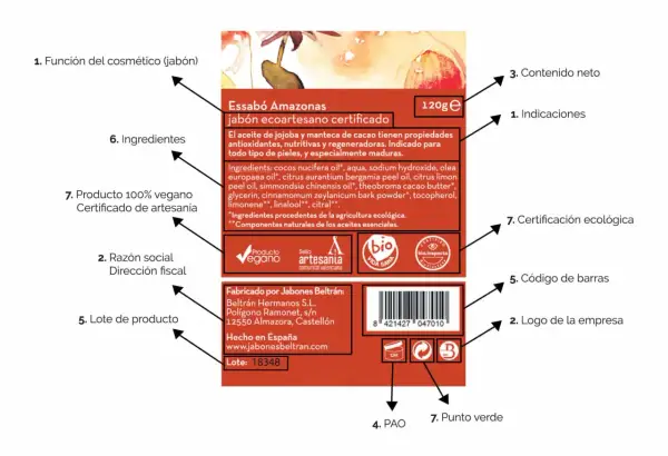 El jabón ecoartesano certificado Essabó Amazonas está hecho de aceite de jojoba y manteca de cacao, con ingredientes naturales y ecológicos.