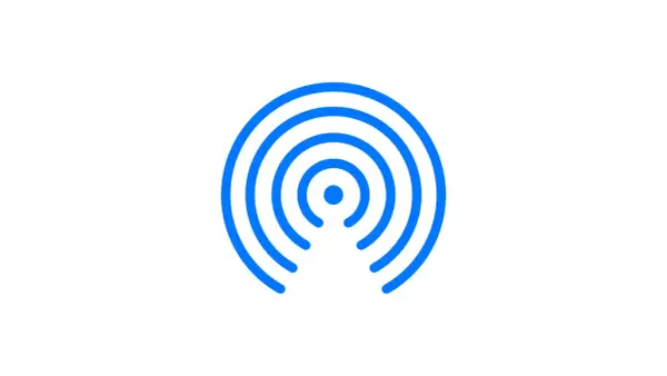 Ikona AirDrop. Symbolizuje bezprzewodowe udostępnianie plików. Airdrop co to? To funkcja Apple.