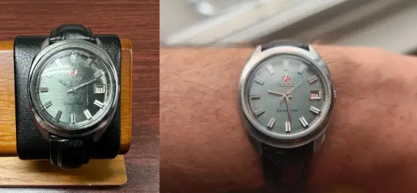 Reloj Rado Space Wing con cristal mineral rayado, listo para pulir.