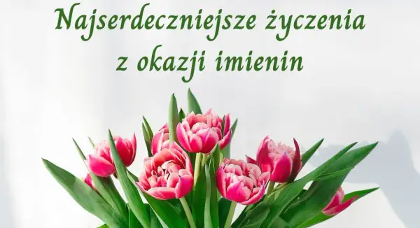 Najserdeczniejsze życzenia imieninowe dla mamy. Bukiet różowych tulipanów.