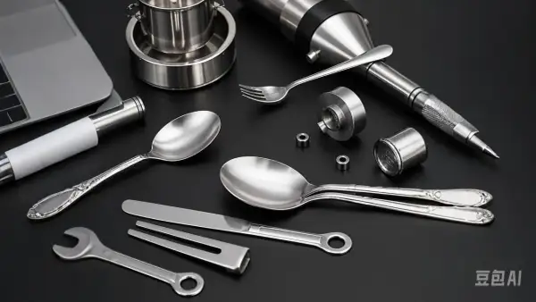 Utensili da cucina e strumenti in acciaio inossidabile, che illustrano il significato di questo materiale resistente e versatile.