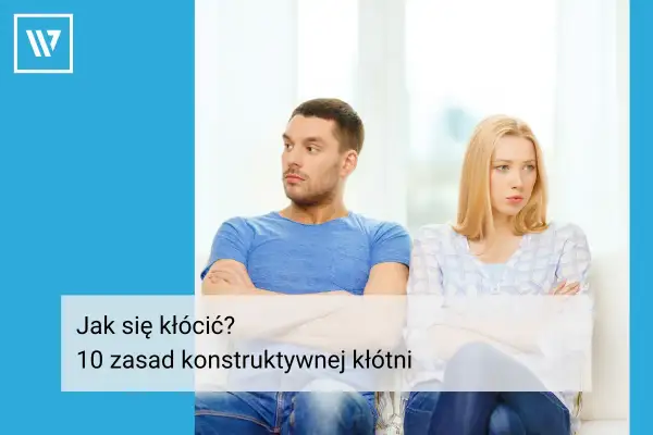 Para siedzi odwrócona od siebie, z ramionami skrzyżowanymi. Tekst na dole sugeruje, że to obrazek o tym, jak prowadzić konstruktywną polemikę.