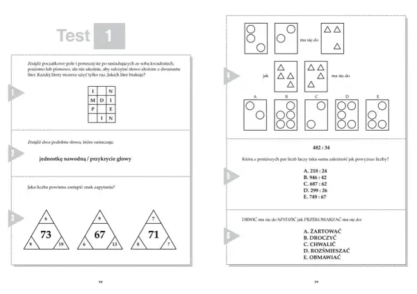 Test 1: zagadka nie do rozwiązania z literami, słowami i liczbami.