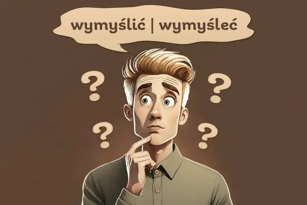 Zastanawia się, czy lepiej coś wymyślić, czy wymyśleć. Wokół niego unoszą się znaki zapytania.
