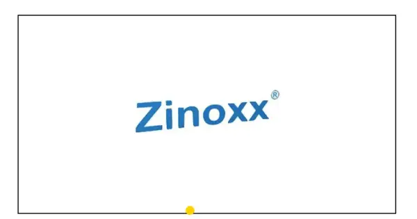 Niebieski napis Zinoxx z symbolem ® na białym tle.