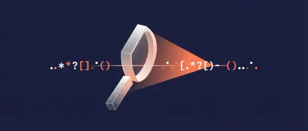Une loupe analyse des symboles de code, comme un split Python.
