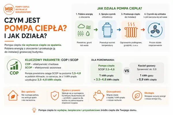 Porównanie pompy ciepła i kotła gazowego: pompa ciepła jest ekologiczna, oszczędna i zgodna z prawem.