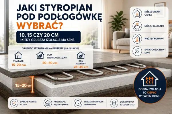 Wybór grubości styropianu pod ogrzewanie podłogowe: 10, 15 czy 20 cm? Dowiedz się, kiedy grubsza izolacja ma sens dla komfortu i oszczędności.