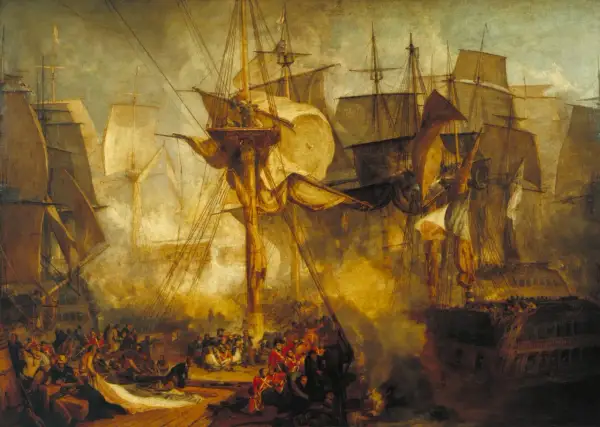 Kaos och dramatik till sjöss under slaget vid Trafalgar. Segel, master och soldater i strid.