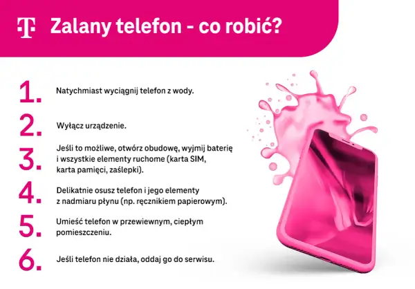 Co zrobić, gdy telefon wpadnie do wody? Wyciągnij, wyłącz, osusz i oddaj do serwisu, jeśli nie działa.