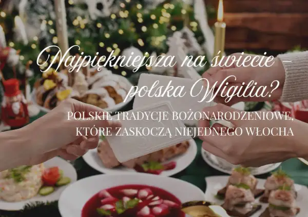 Wigilia Bożego Narodzenia. Dzielenie się opłatkiem na tle świątecznych potraw i choinki. Polskie tradycje bożonarodzeniowe.