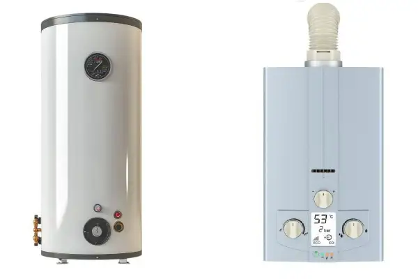 Scaldabagno elettrico verticale e caldaia a gas compatta, due soluzioni per l'acqua calda.