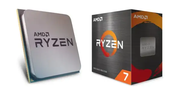 AMD Ryzen 7 5800X Prozessor und Verpackung. Der 5700x ist nicht abgebildet.
