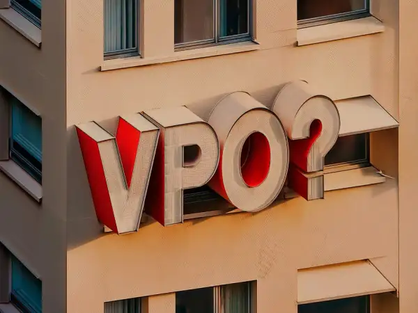 Letras corpóreas "VPO?" en una fachada. ¿Te pueden echar de una vivienda de protección oficial?